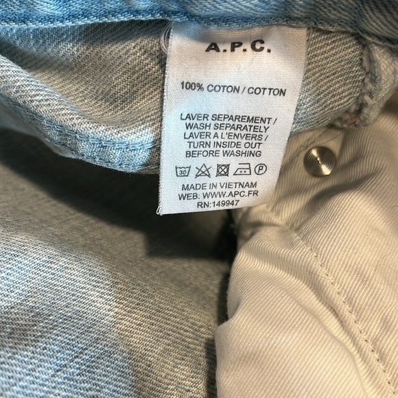 A.P.C. Petit New Standard Light Wash Straight Jeans Size 36 - Picture 9 of 9